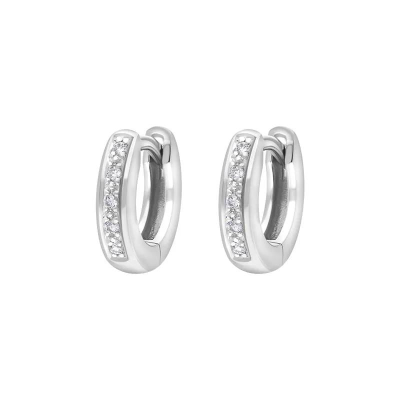 18ct White Gold Diamond 10mm Hoop Earrings sold by Jura Watches product image thumbnail 2