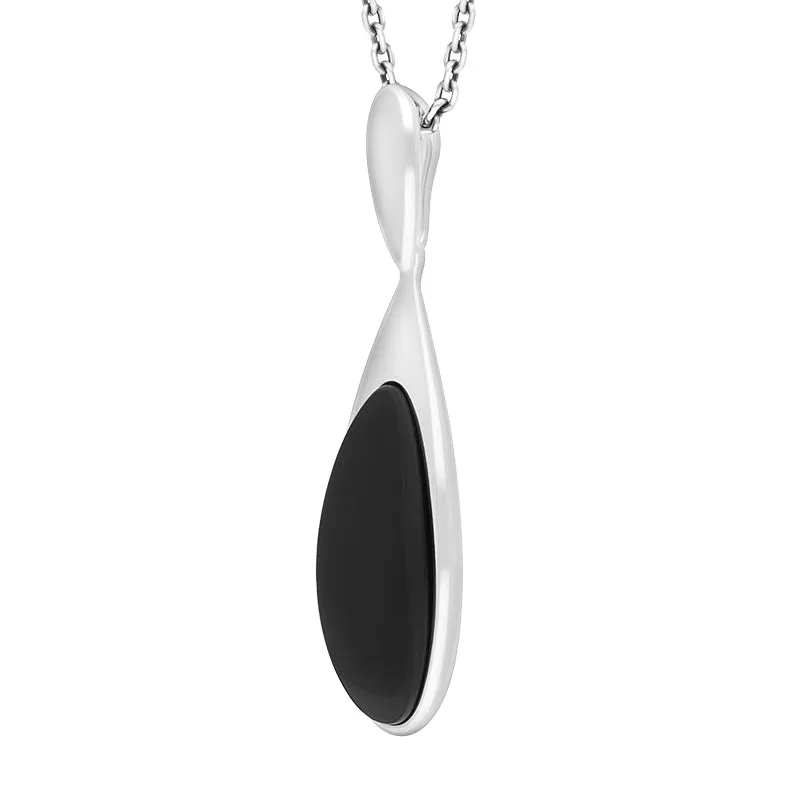 Sterling Silver Whitby Jet Long Curved Pear Necklace sold by Jura Watches product image thumbnail 2