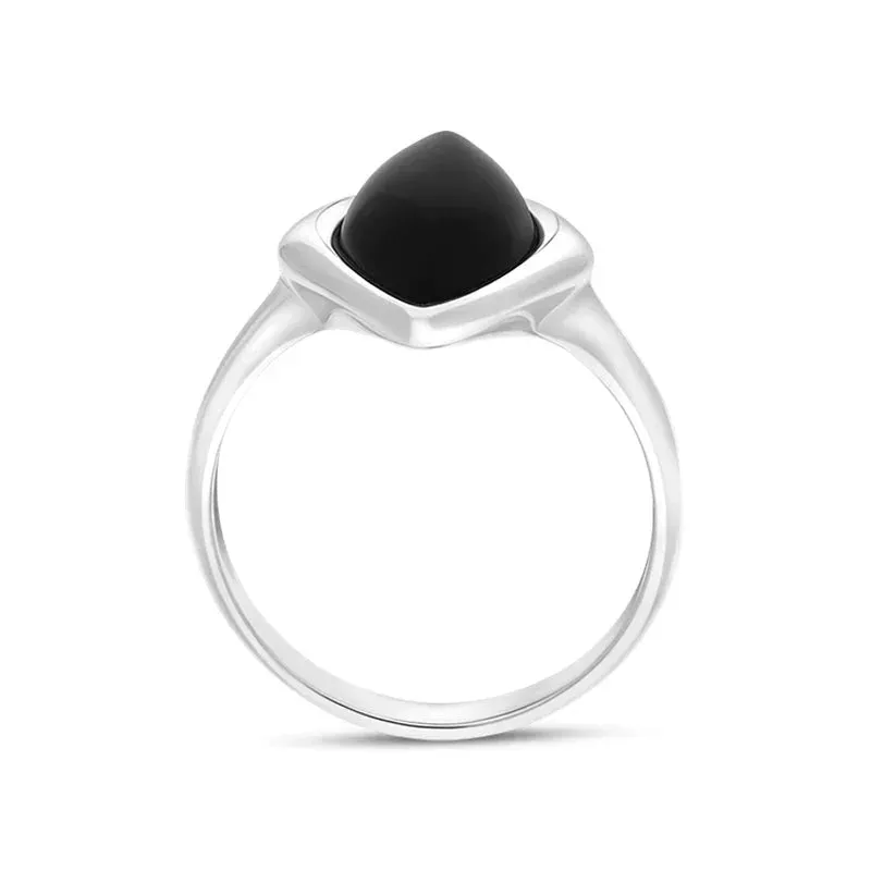 9ct White Gold Whitby Jet Wide Marquise Ring sold by Jura Watches product image thumbnail 3