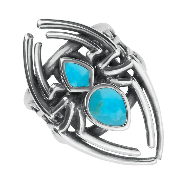 Sterling Silver Turquoise Small Spider Web Ring sold by Jura Watches