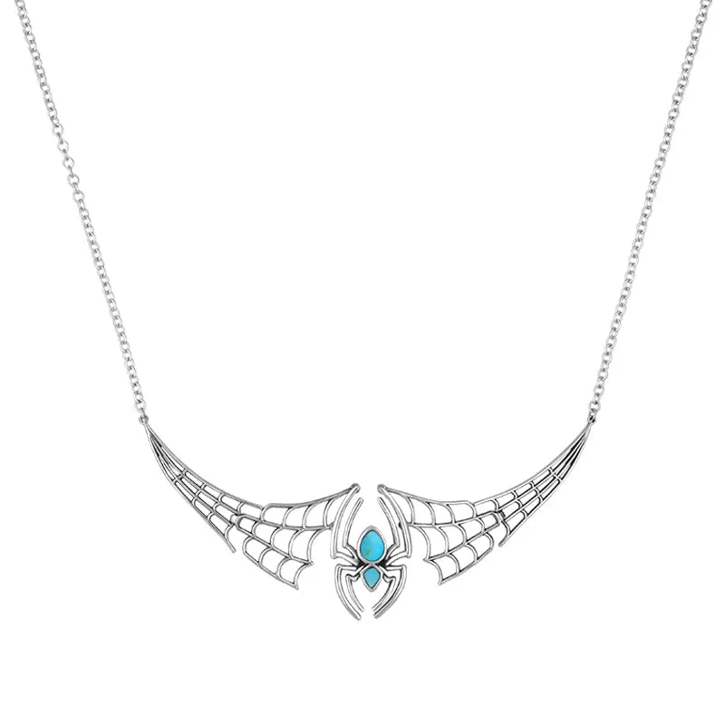 Sterling Silver Turquoise Spider Extended Web Necklace sold by Jura Watches