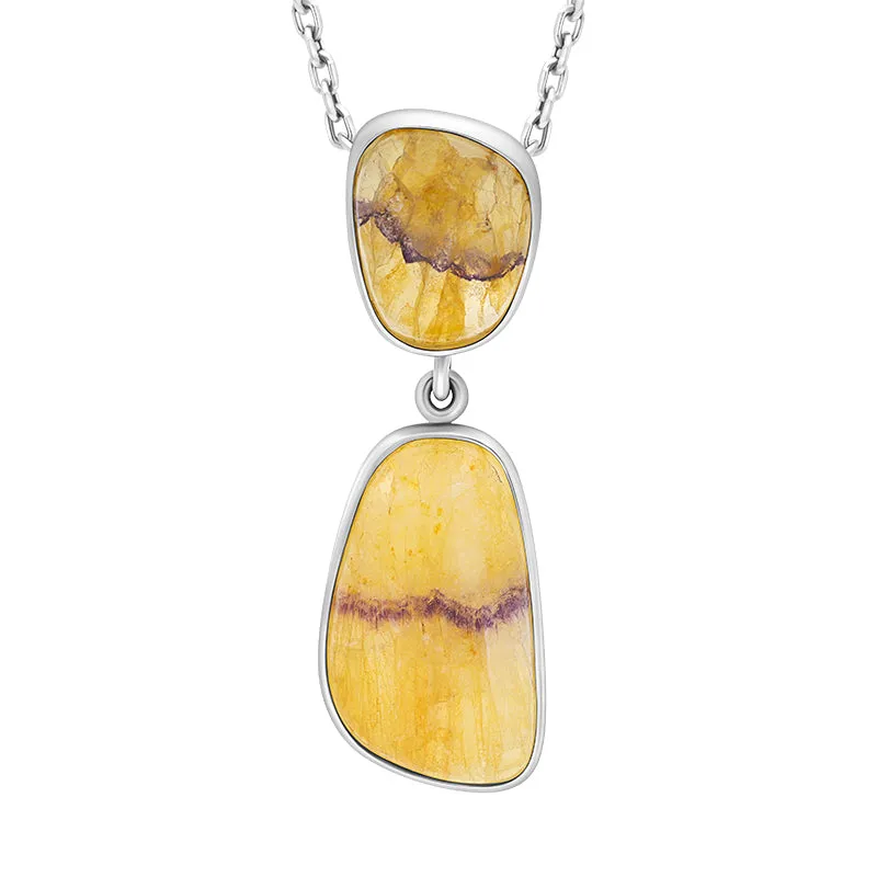 Sterling Silver Blue John Abstract Two Stone Drop Necklace D sold by Jura Watches