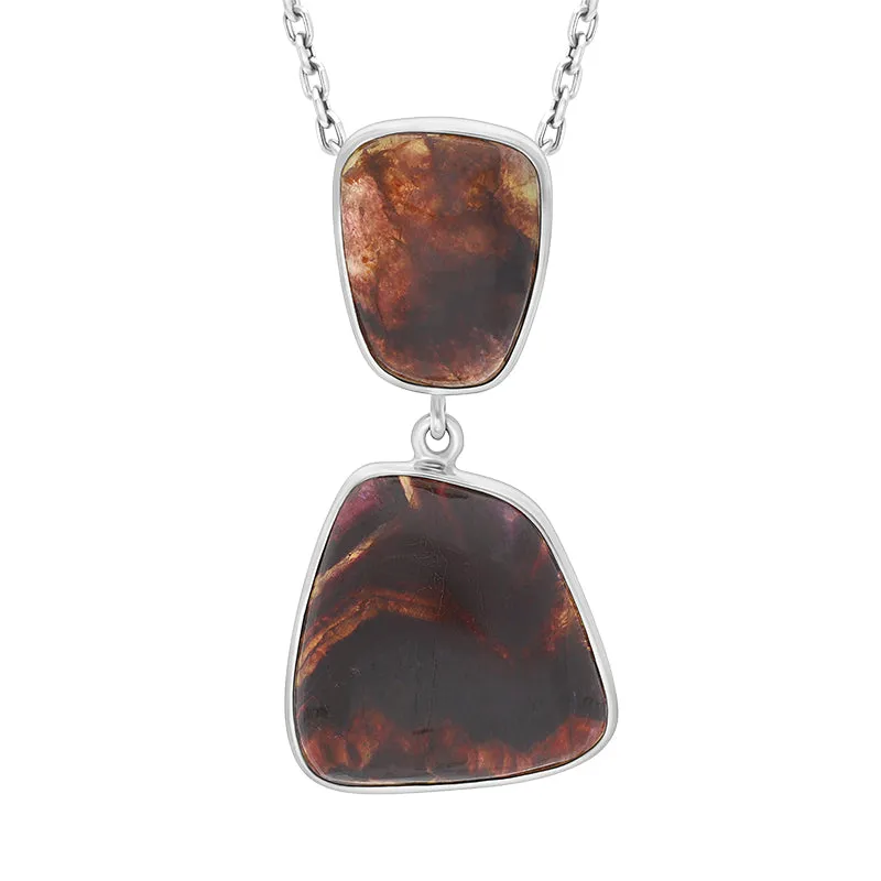 Sterling Silver Blue John Double Stone Abstract Drop Necklace D sold by Jura Watches