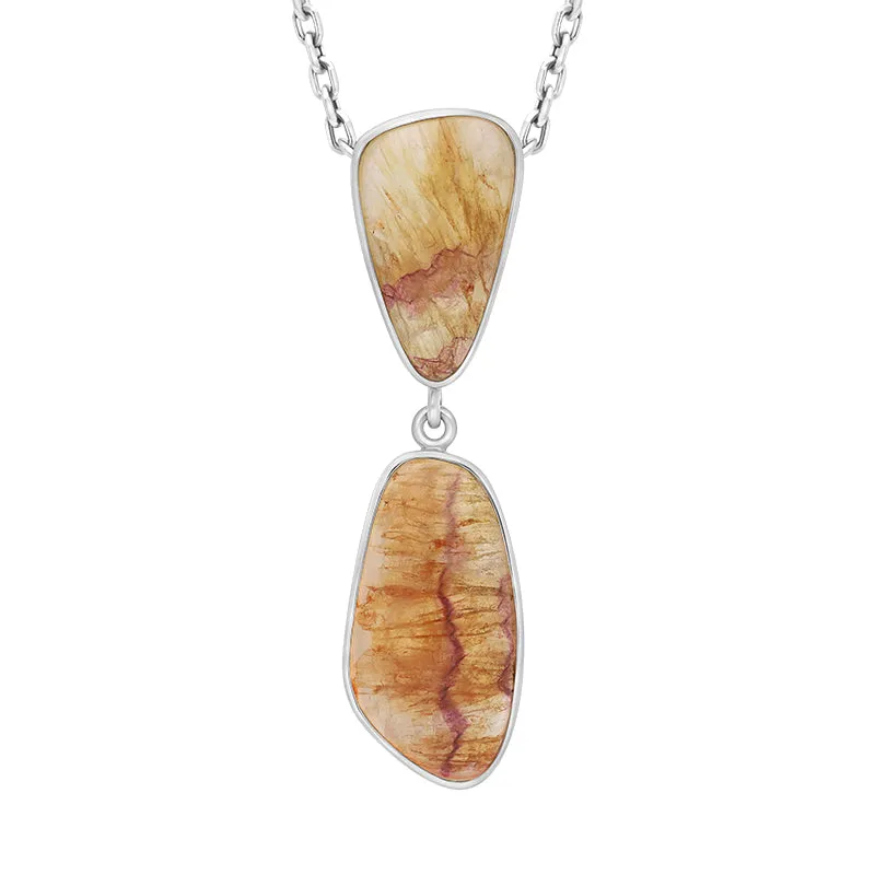 Sterling Silver Blue John Double Stone Abstract Drop Necklace D sold by Jura Watches