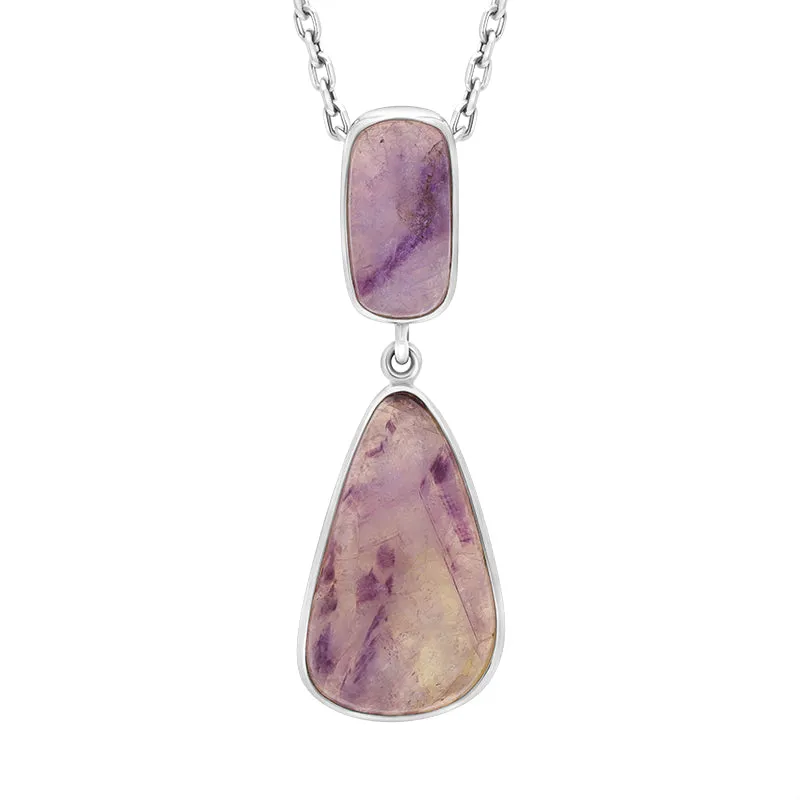 Sterling Silver Blue John Double Stone Abstract Drop Necklace D sold by Jura Watches