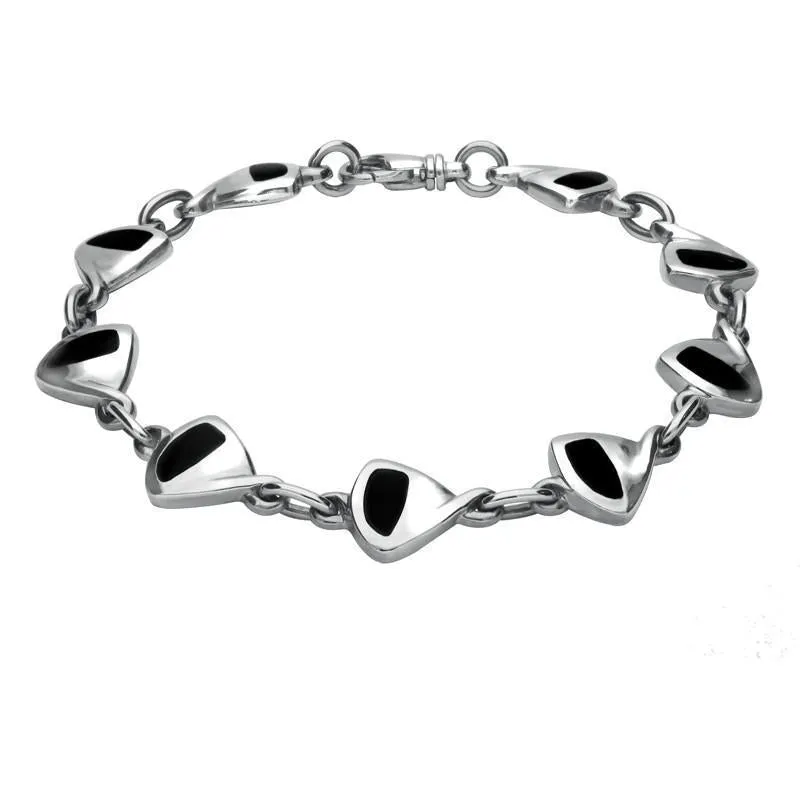 Sterling Silver Whitby Jet Irregular Oval Bracelet sold by Jura Watches