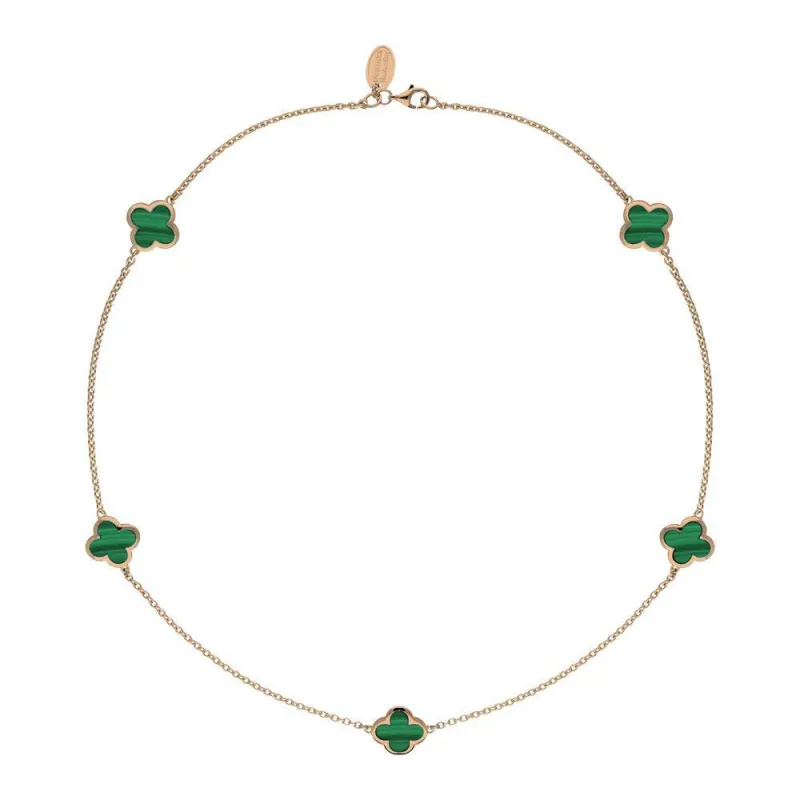 18ct Rose Gold Malachite Bloom Four Leaf Clover Necklace sold by Jura Watches