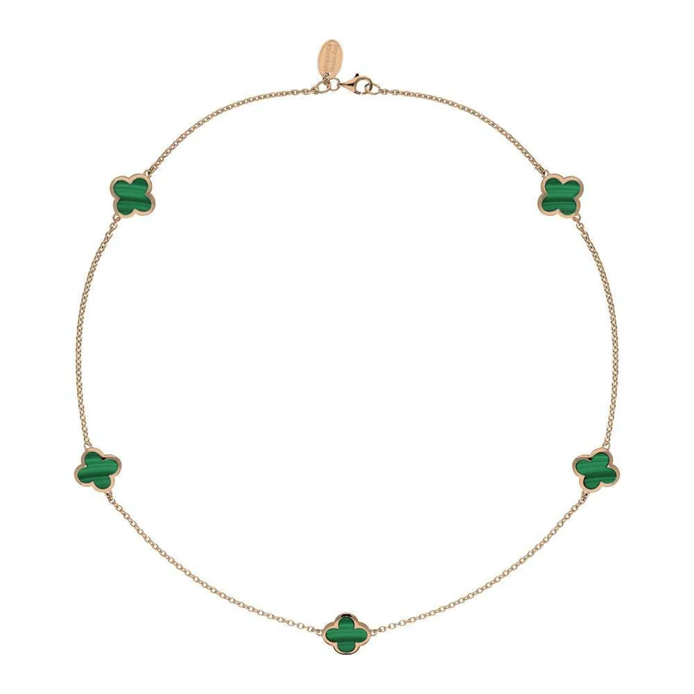 18ct Rose Gold Malachite Bloom Four Leaf Clover Necklace sold by Jura Watches