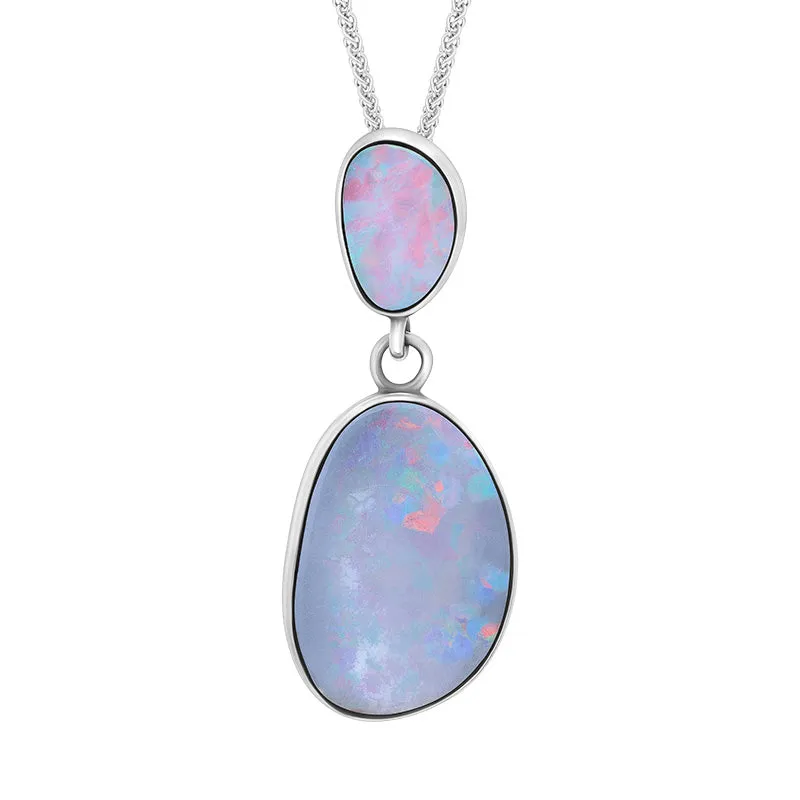 Sterling Silver Abstract Opal Two Stone Necklace sold by Jura Watches