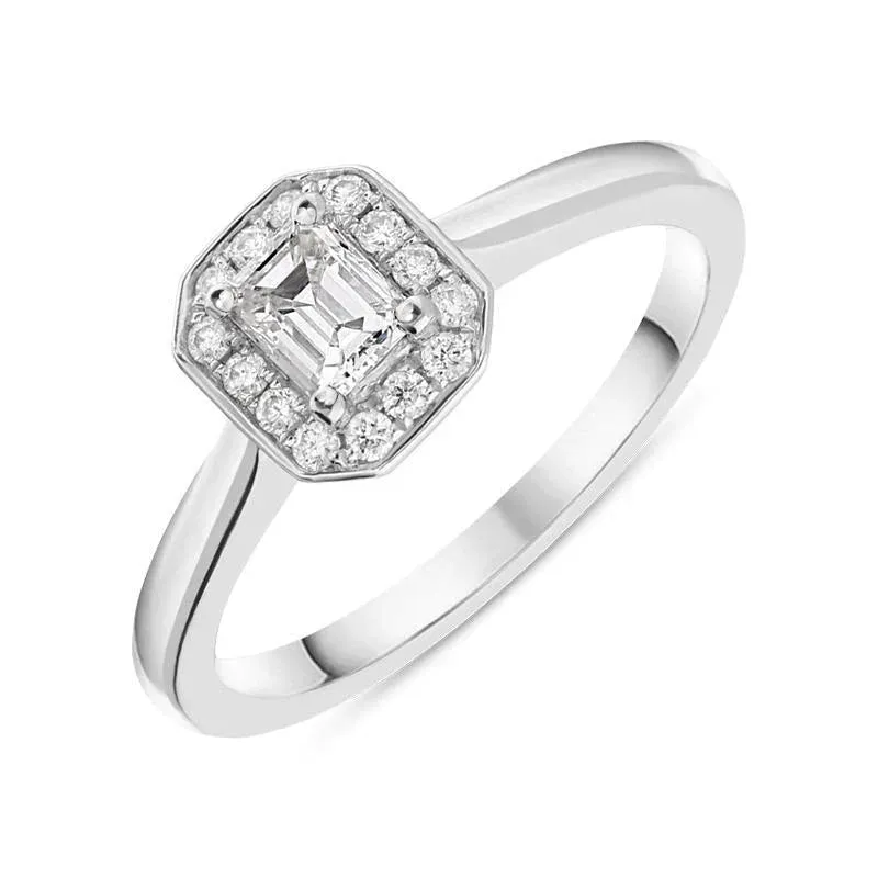 Platinum 0.46ct Diamond Cushion Halo Ring sold by Jura Watches