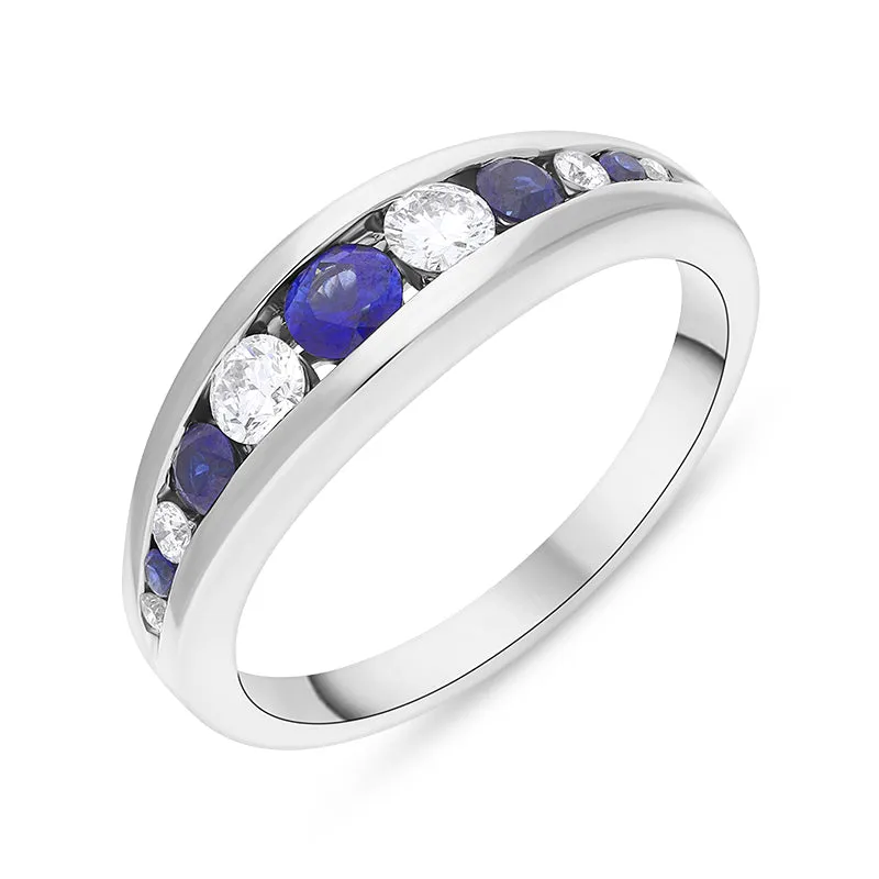 18ct White Gold 0.57ct Diamond Sapphire Graduated Eternity Ring sold by Jura Watches