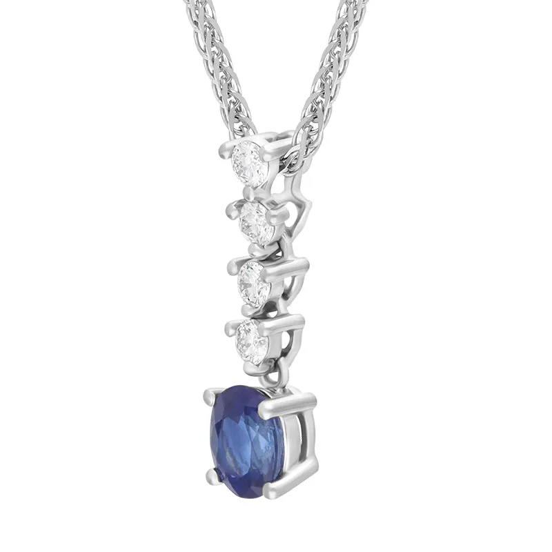 18ct White Gold 0.72ct Diamond Sapphire Pear Drop Necklace sold by Jura Watches product image thumbnail 2