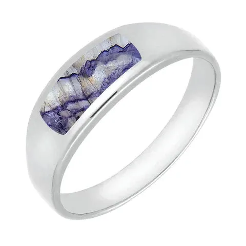 18ct White Gold Blue John Inlay Ring sold by Jura Watches