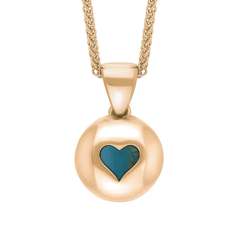 18ct Rose Gold Turquoise Heart Disc Necklace sold by Jura Watches