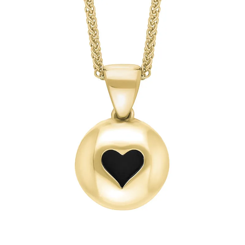 9ct Yellow Gold Whitby Jet Heart Disc Necklace sold by Jura Watches
