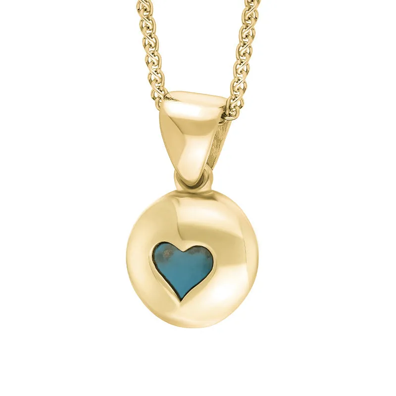 9ct Yellow Gold Turquoise Heart Disc Necklace sold by Jura Watches product image thumbnail 2