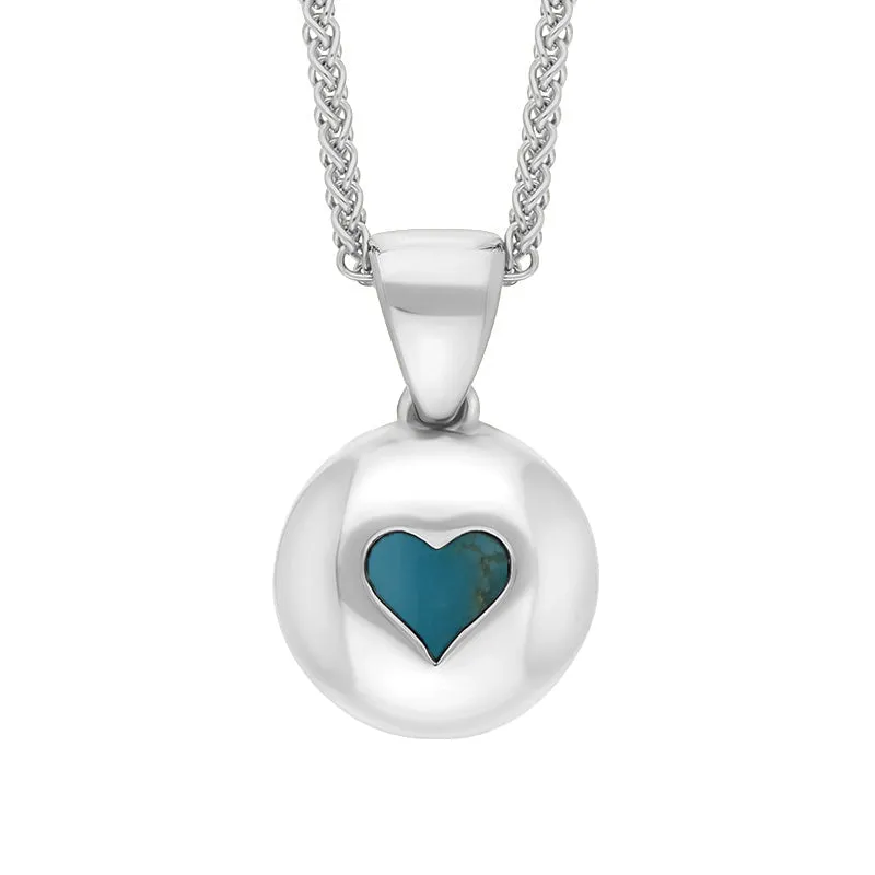Sterling Silver Turquoise Heart Disc Necklace sold by Jura Watches