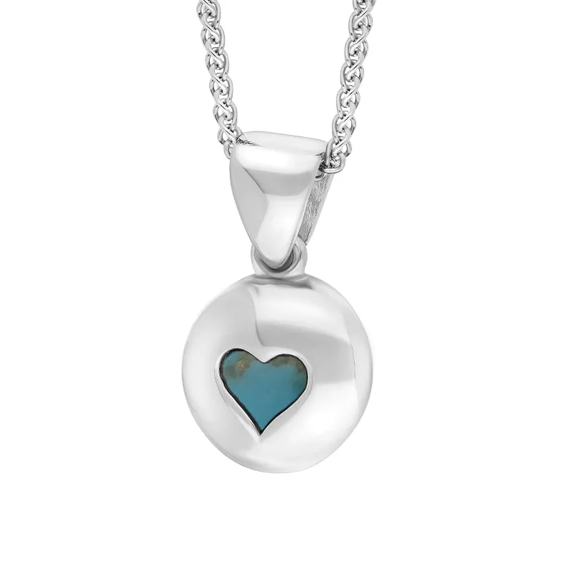 Sterling Silver Turquoise Heart Disc Necklace sold by Jura Watches product image thumbnail 2