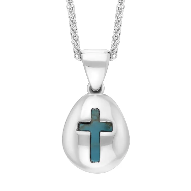 Sterling Silver Turquoise Cross Pear Shape Necklace sold by Jura Watches