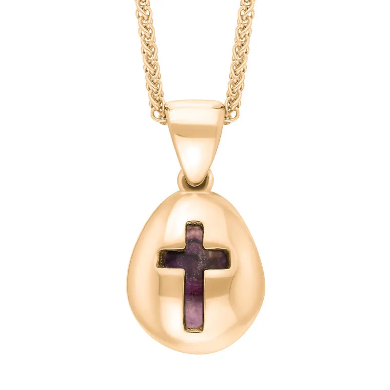 18ct Rose Gold Blue John Cross Pear Shape Necklace sold by Jura Watches