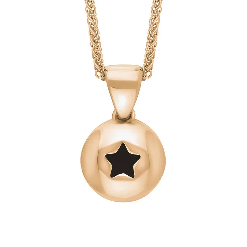 18ct Rose Gold Whitby Jet Star Disc Necklace sold by Jura Watches