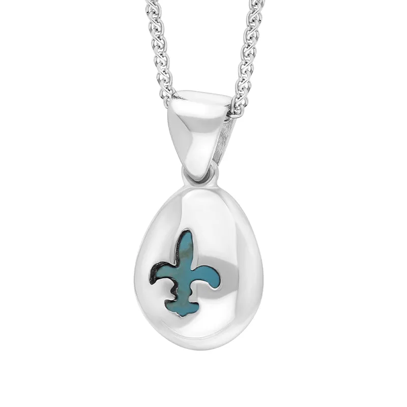 18ct White Gold Turquoise Fleur De Lis Pear Shape Necklace sold by Jura Watches product image thumbnail 2