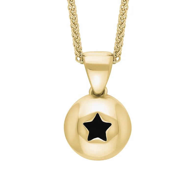 18ct Yellow Gold Whitby Jet Star Disc Necklace sold by Jura Watches