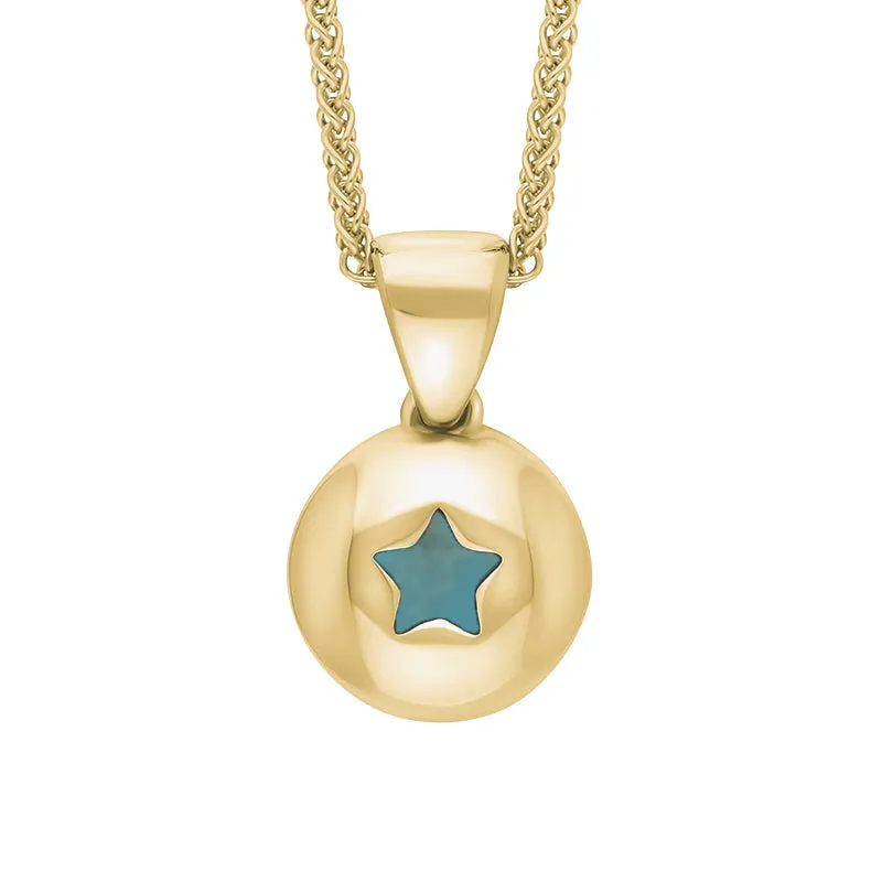 18ct Yellow Gold Turquoise Star Disc Necklace sold by Jura Watches