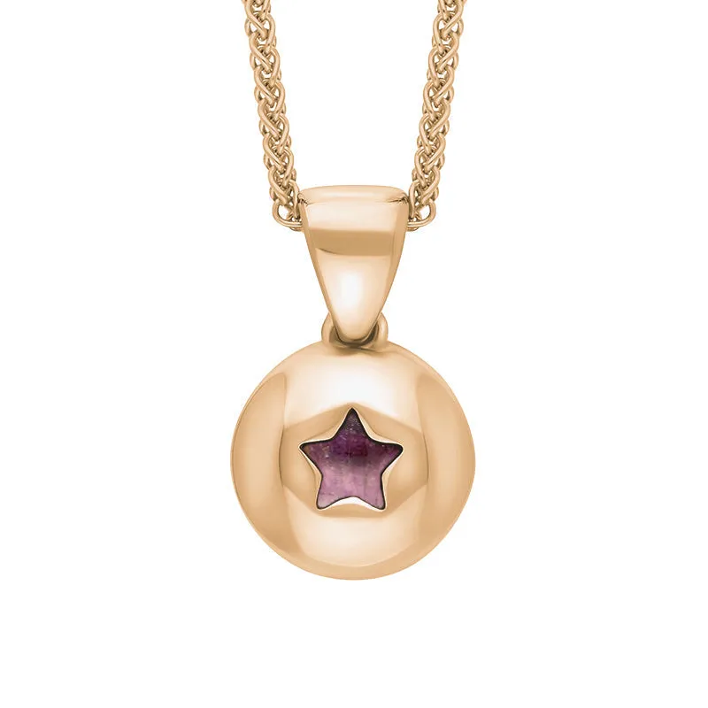 9ct Rose Gold Blue John Star Disc Necklace sold by Jura Watches