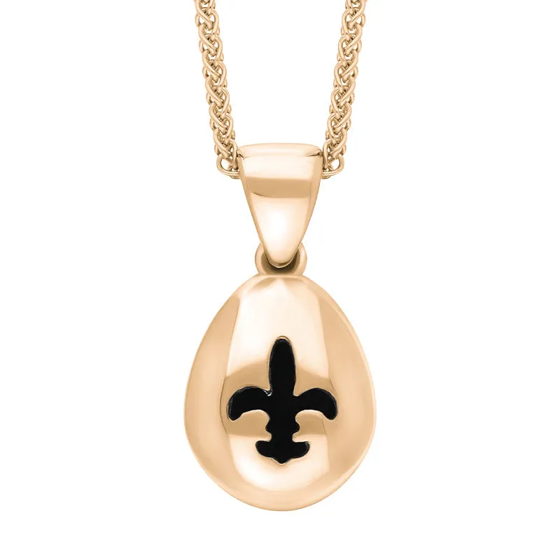 9ct Rose Gold Whitby Jet Fleur De Lis Pear Shape Necklace sold by Jura Watches