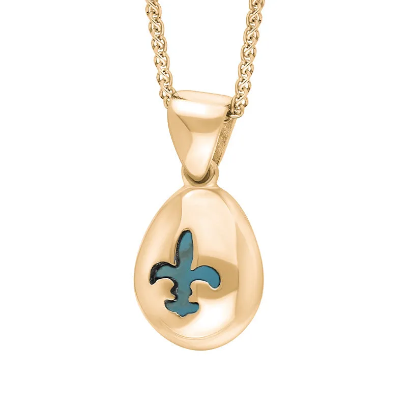 9ct Rose Gold Turquoise Fleur De Lis Pear Shape Necklace sold by Jura Watches product image thumbnail 2