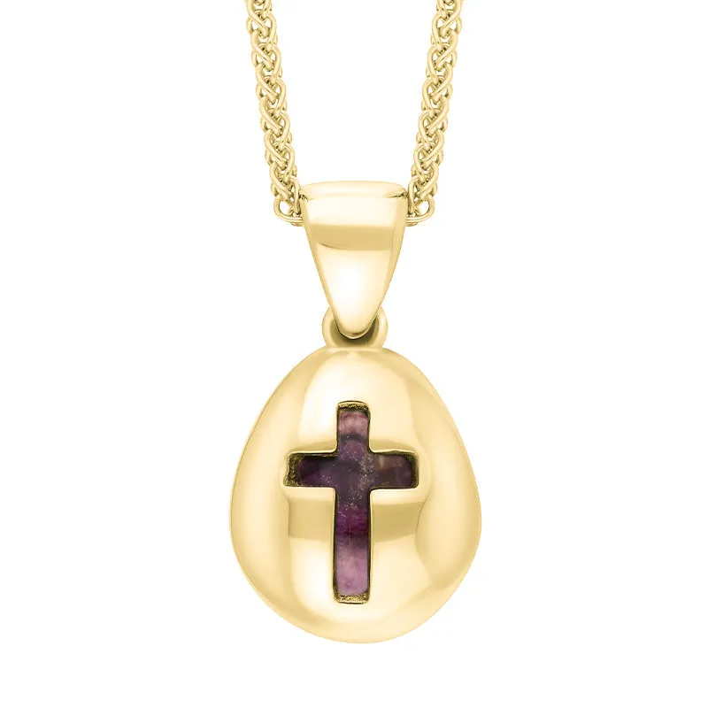 9ct Yellow Gold Blue John Cross Pear Shape Necklace sold by Jura Watches