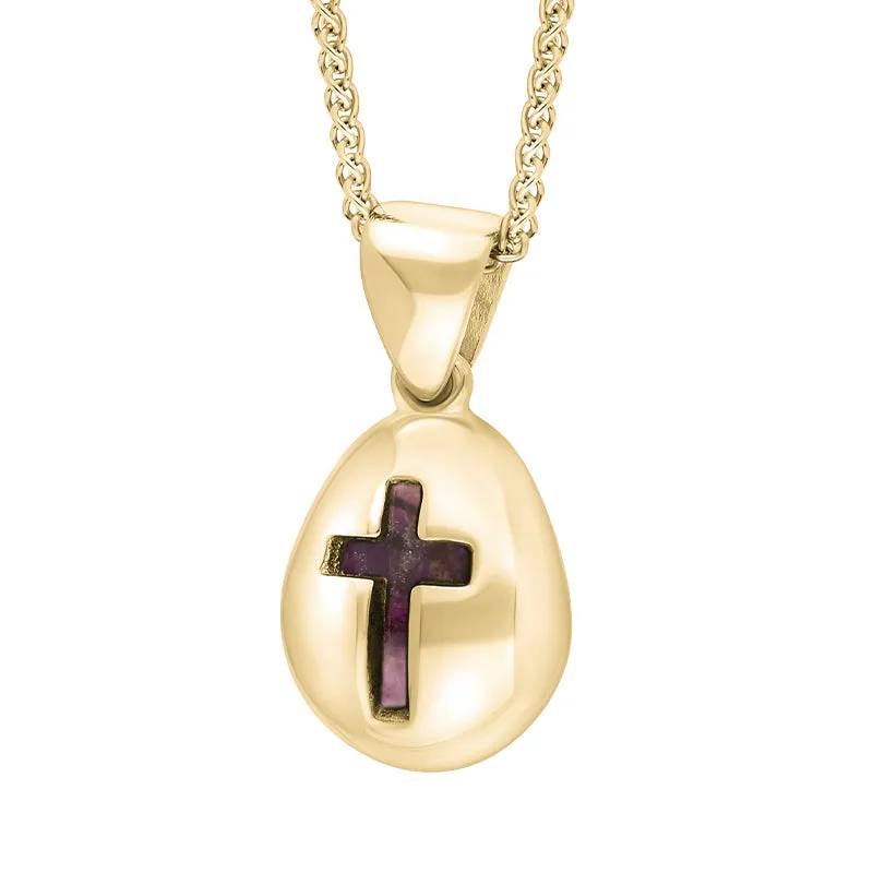 9ct Yellow Gold Blue John Cross Pear Shape Necklace sold by Jura Watches product image thumbnail 2
