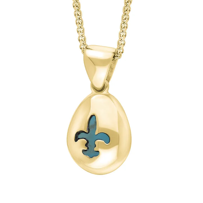 9ct Yellow Gold Turquoise Fleur De Lis Pear Shape Necklace sold by Jura Watches product image thumbnail 2