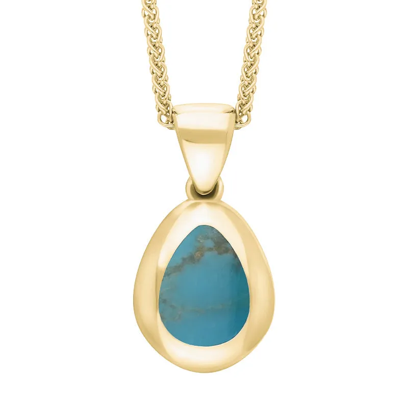 9ct Yellow Gold Turquoise Fleur De Lis Pear Shape Necklace sold by Jura Watches product image thumbnail 3