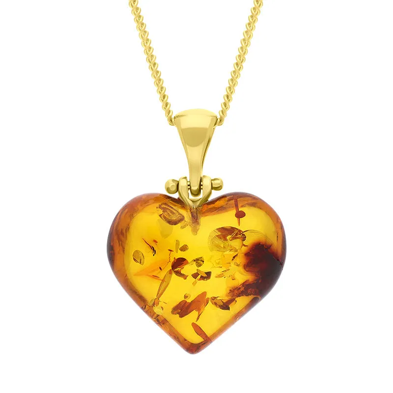 Gold Plated Amber Small Heart Necklace sold by Jura Watches