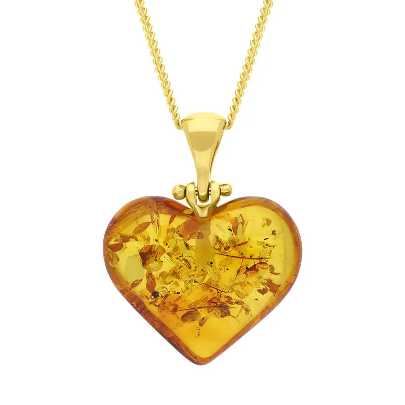 Gold Plated Amber Small Heart Necklace sold by Jura Watches