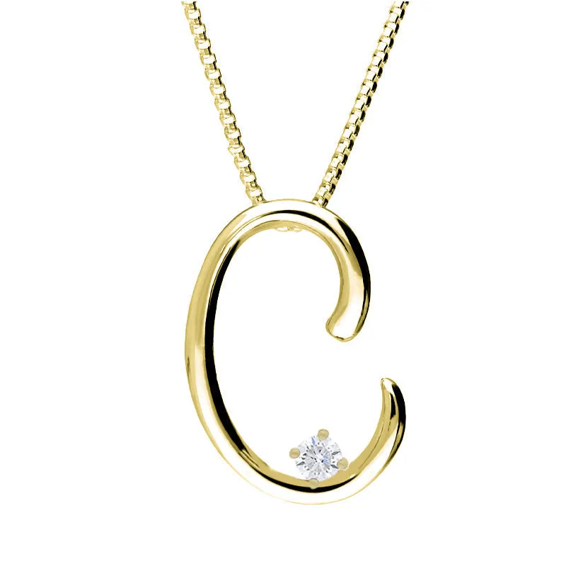 Love Letters 9ct Yellow Gold 0.10ct Diamond Initial C Necklace sold by Jura Watches