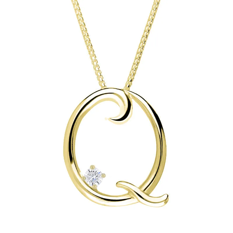 Love Letters 9ct Yellow Gold 0.10ct Diamond Initial Q Necklace sold by Jura Watches