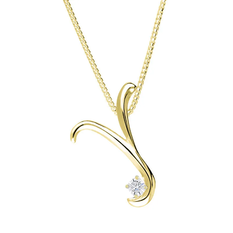 Love Letters 9ct Yellow Gold 0.10ct Diamond Initial Y Necklace sold by Jura Watches