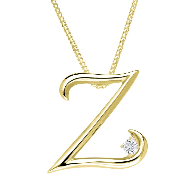Love Letters 9ct Yellow Gold 0.10ct Diamond Initial Z Necklace sold by Jura Watches