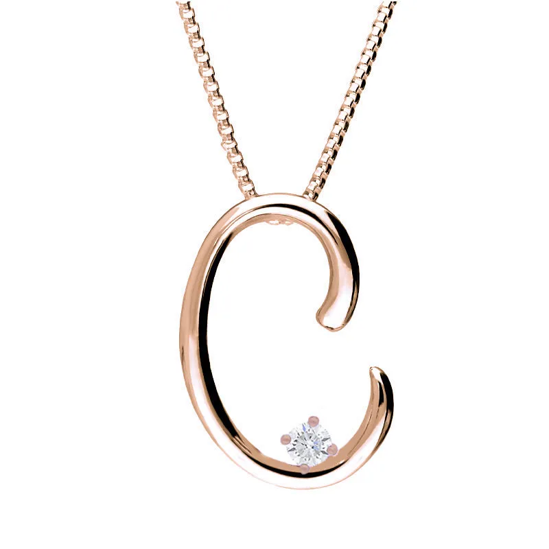 Love Letters 18ct Rose Gold 0.10ct Diamond Initial C Necklace sold by Jura Watches