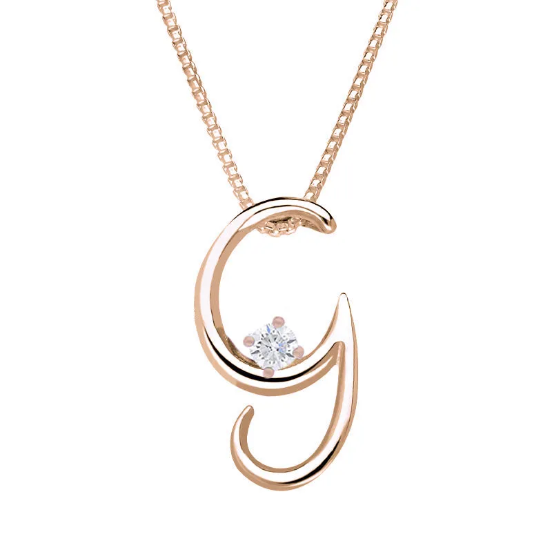 Love Letters 18ct Rose Gold 0.10ct Diamond Initial G Necklace sold by Jura Watches