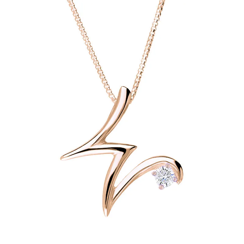 Love Letters 18ct Rose Gold 0.10ct Diamond Initial W Necklace sold by Jura Watches