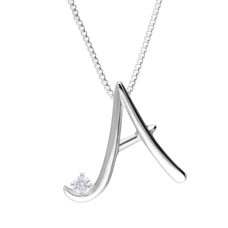 Love Letters 18ct White Gold 0.10ct Diamond Initial A Necklace sold by Jura Watches