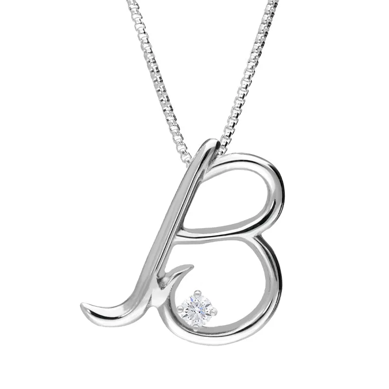 Love Letters 18ct White Gold 0.10ct Diamond Initial B Necklace sold by Jura Watches