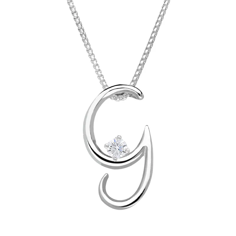 Love Letters 18ct White Gold 0.10ct Diamond Initial G Necklace sold by Jura Watches