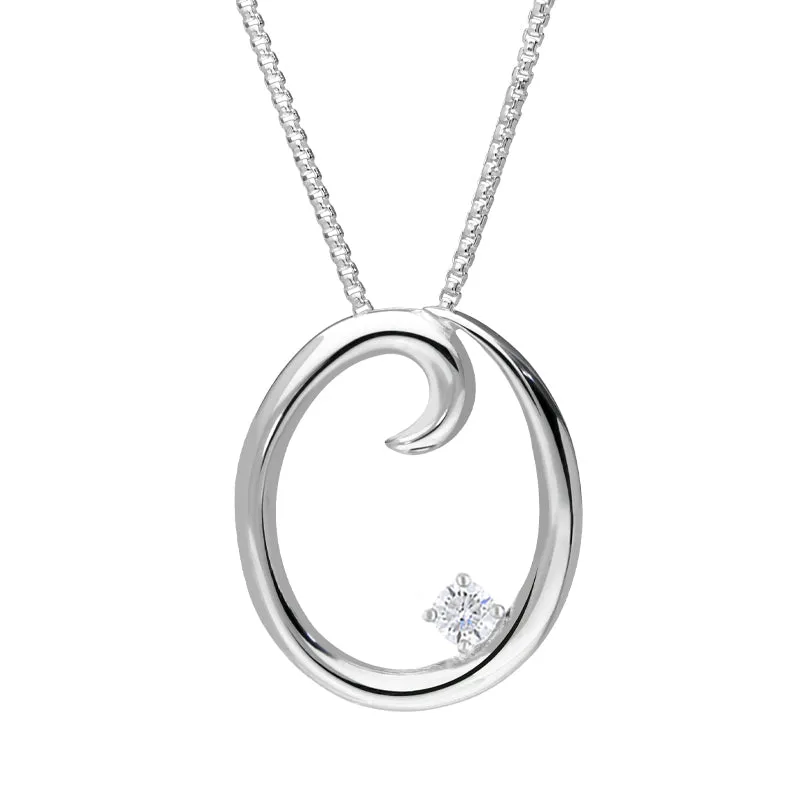 Love Letters 18ct White Gold 0.10ct Diamond Initial O Necklace sold by Jura Watches