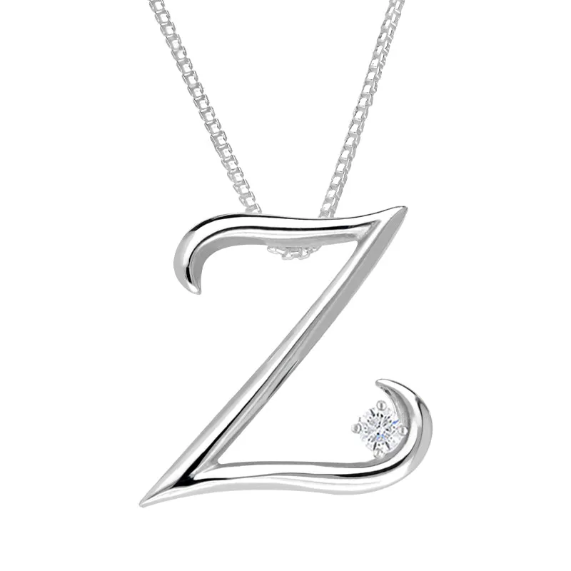 Love Letters 18ct White Gold 0.10ct Diamond Initial Z Necklace sold by Jura Watches