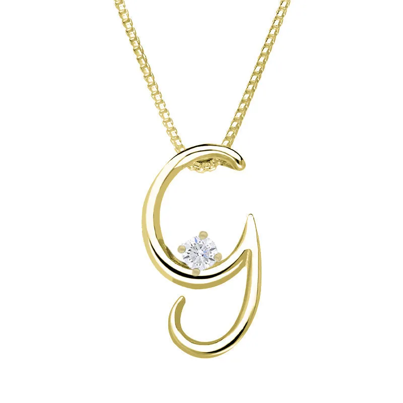 Love Letters 18ct Yellow Gold 0.10ct Diamond Initial G Necklace sold by Jura Watches